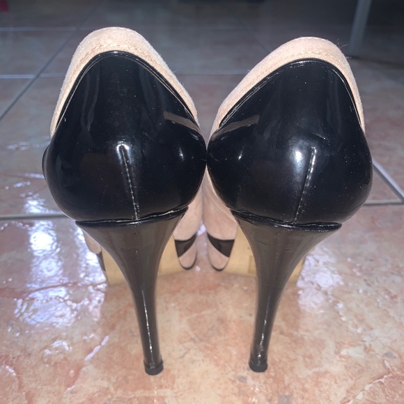 Aldo Janaye Heels Shoes Nude and Black Size 6.5 - Picture 3 of 10